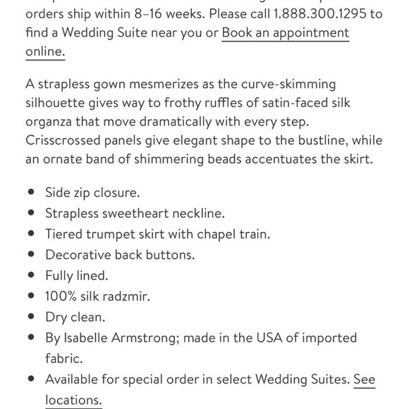 Isabelle Armstrong Kleinfields designer silk wedding dress - Picture 3 of 16